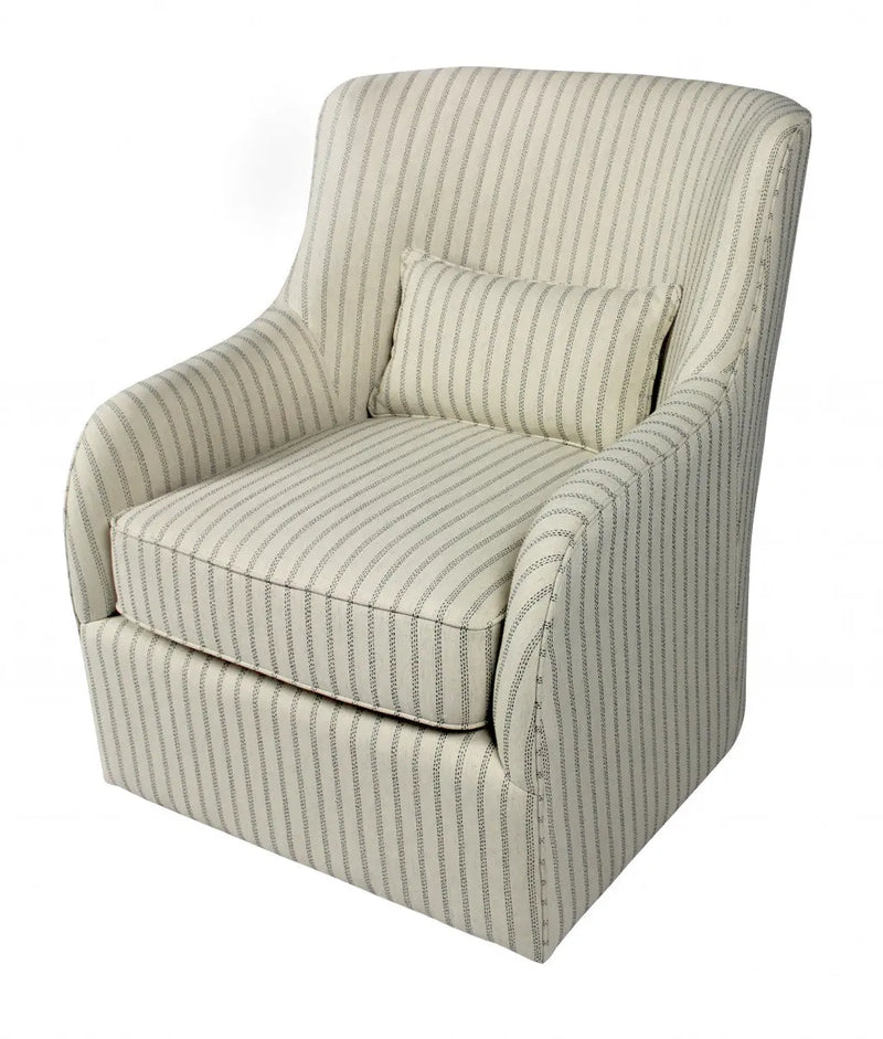 30" Natural Polyester Blend Striped Swivel Lounge Chair Homeroots Living Room
