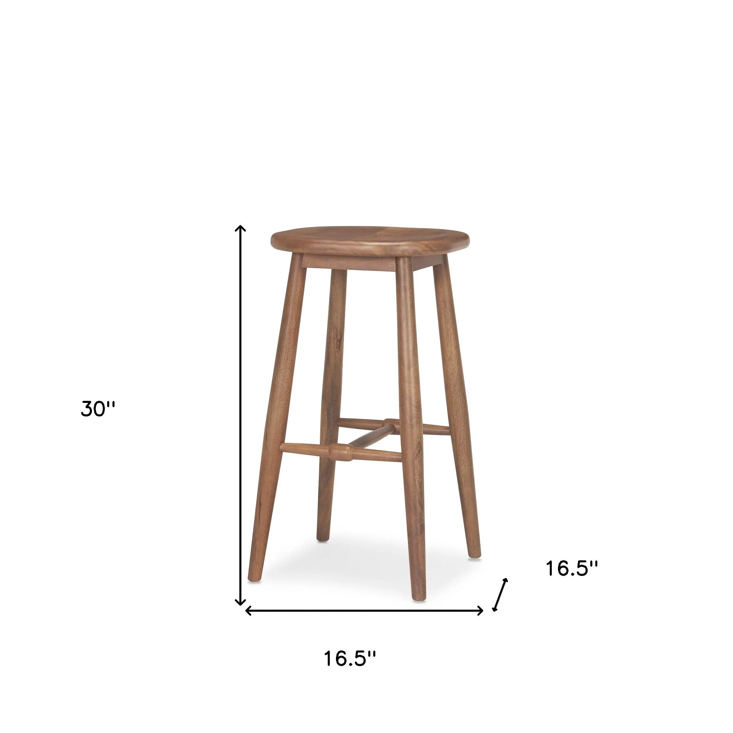 30" Natural Solid Wood Backless Bar Height Bar Chair Homeroots Living Room