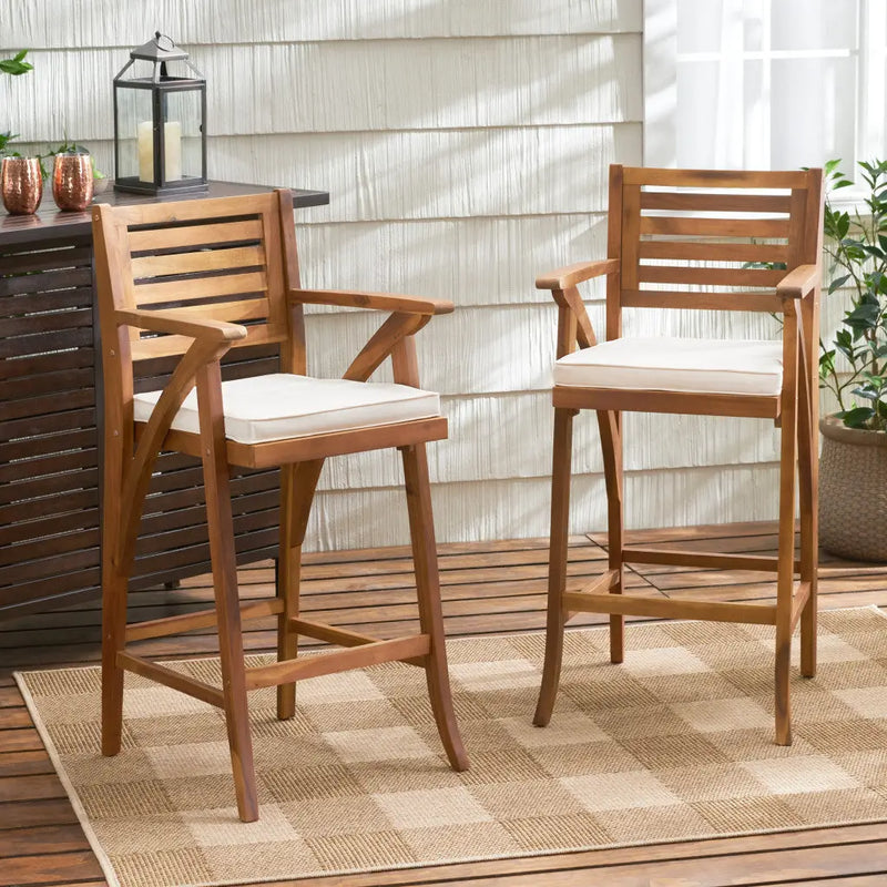 30" Natural Solid Wood Outdoor Bar Height Chair Homeroots Outdoor
