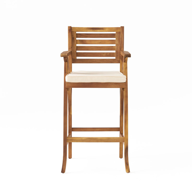 30" Natural Solid Wood Outdoor Bar Height Chair Homeroots Outdoor
