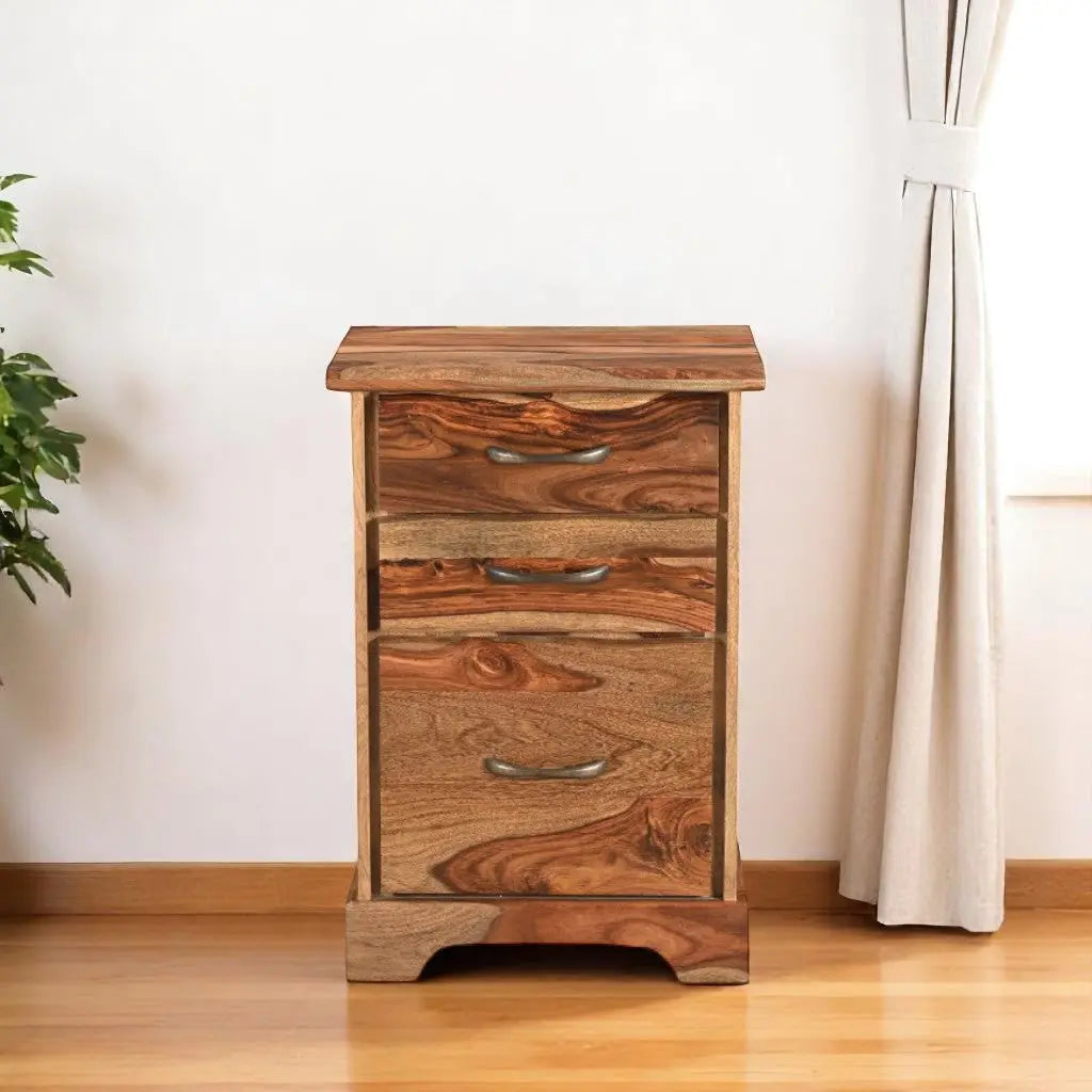 30" Natural Solid Wood Three Drawers Filing Cabinet Homeroots Office