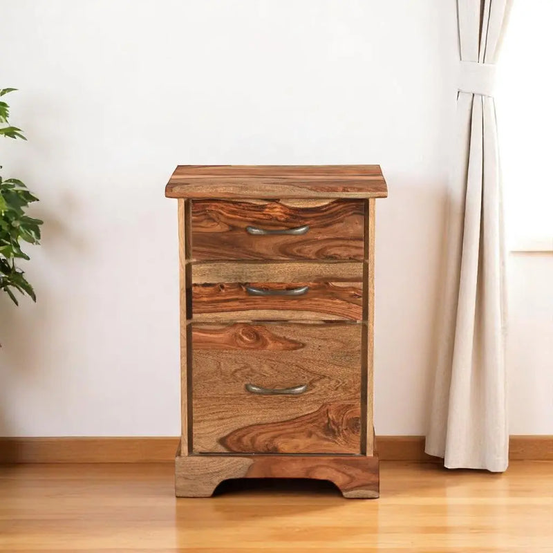 30" Natural Solid Wood Three Drawers Filing Cabinet Homeroots Office