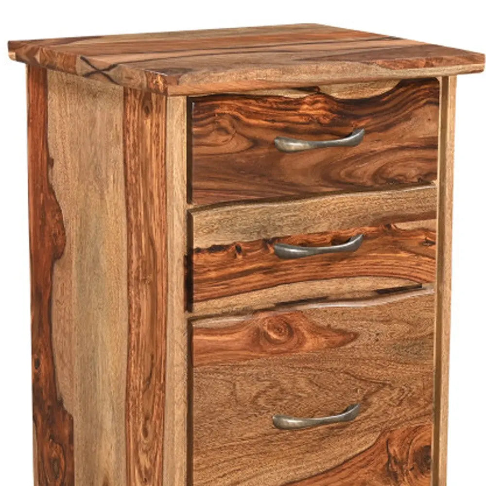 30" Natural Solid Wood Three Drawers Filing Cabinet Homeroots Office