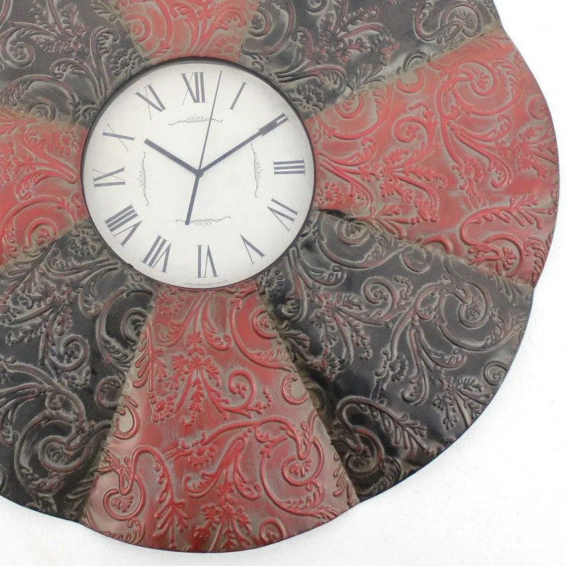 30" Novelty Red And Black Glass Analog Wall Clock Homeroots Home Decor