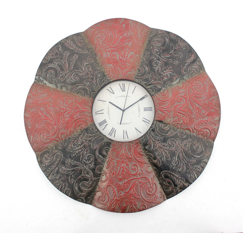 30" Novelty Red And Black Glass Analog Wall Clock Homeroots Home Decor