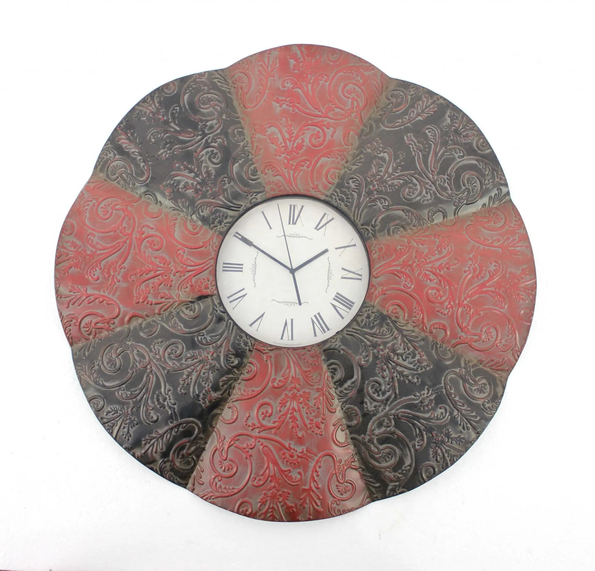30" Novelty Red And Black Glass Analog Wall Clock Homeroots Home Decor