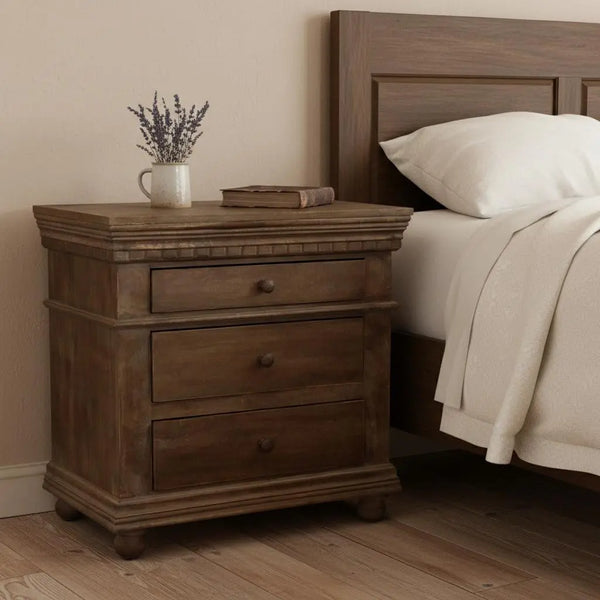 30" Solid Wood Three Drawer Nightstand Homeroots Bed & Bath