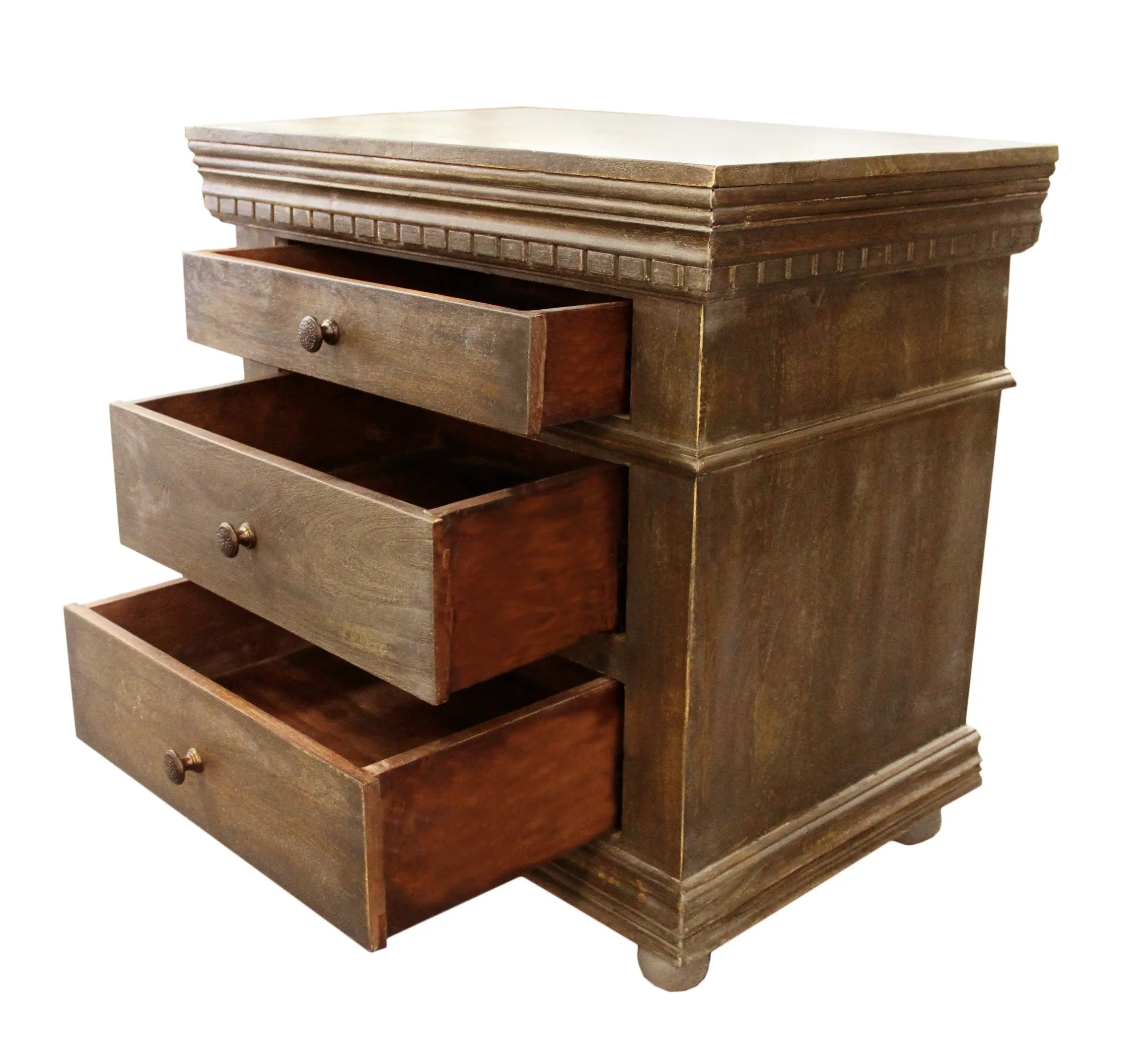 30" Solid Wood Three Drawer Nightstand Homeroots Bed & Bath