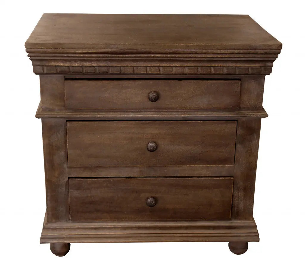 30" Solid Wood Three Drawer Nightstand Homeroots Bed & Bath