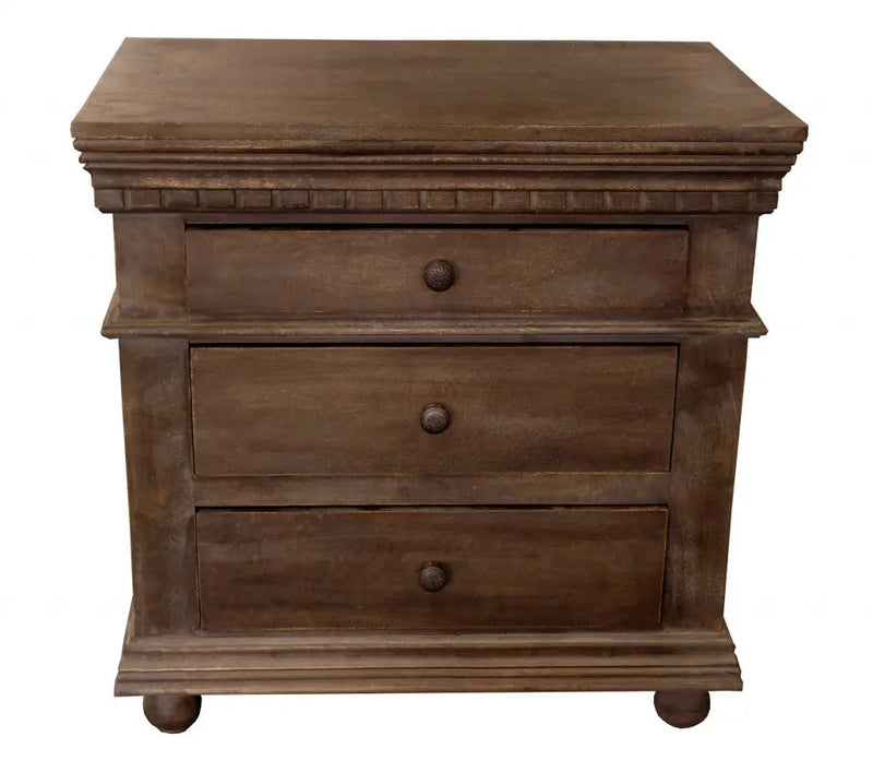 30" Solid Wood Three Drawer Nightstand Homeroots Bed & Bath
