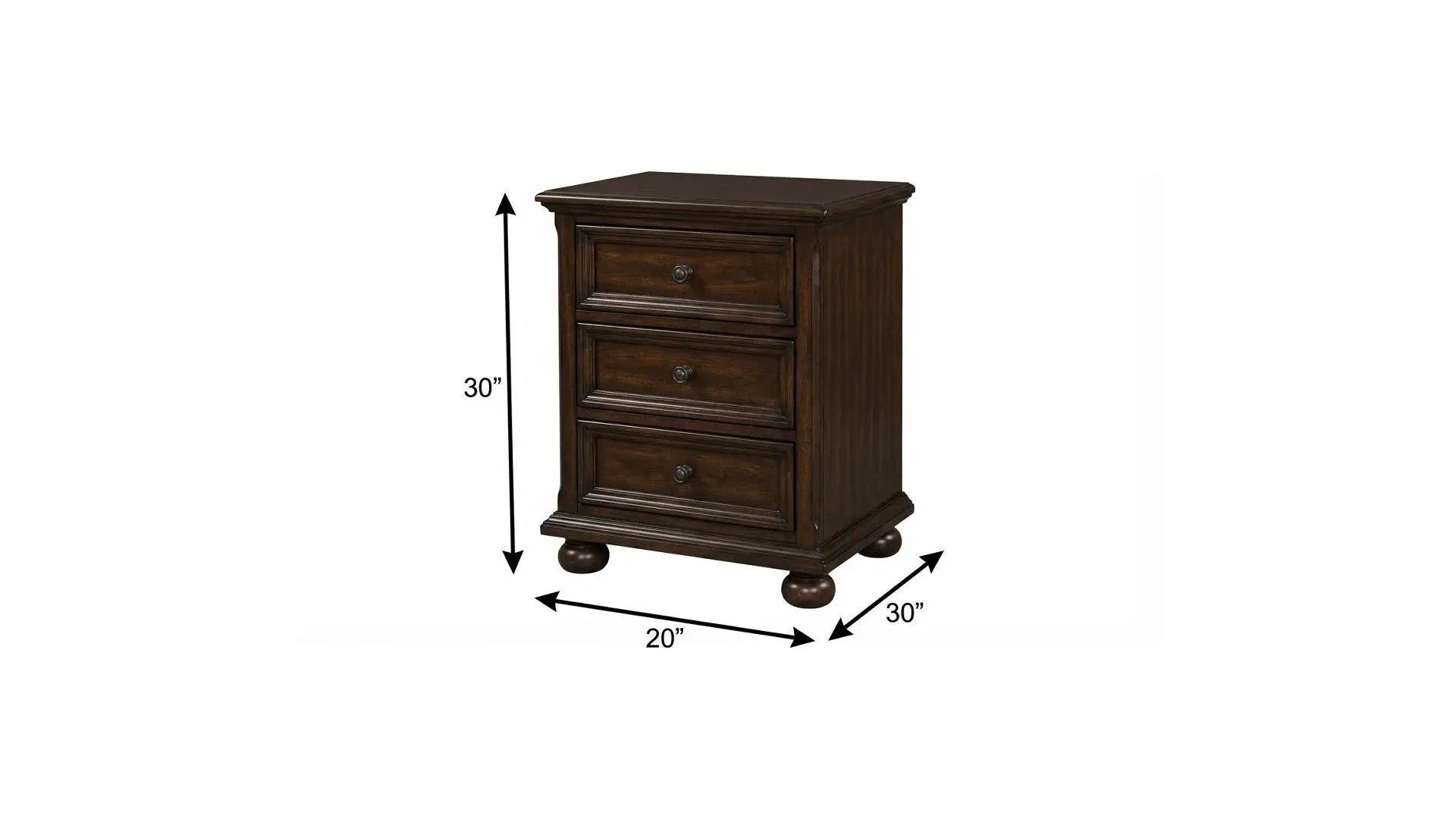 30" Solid Wood Three Drawer Nightstand Homeroots Bed & Bath
