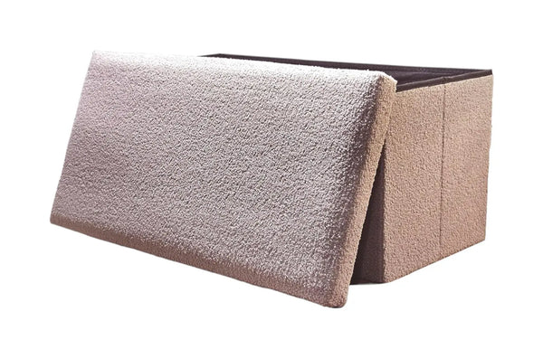 30" Taupe Boucle Storage Ottoman Homeroots Living Room