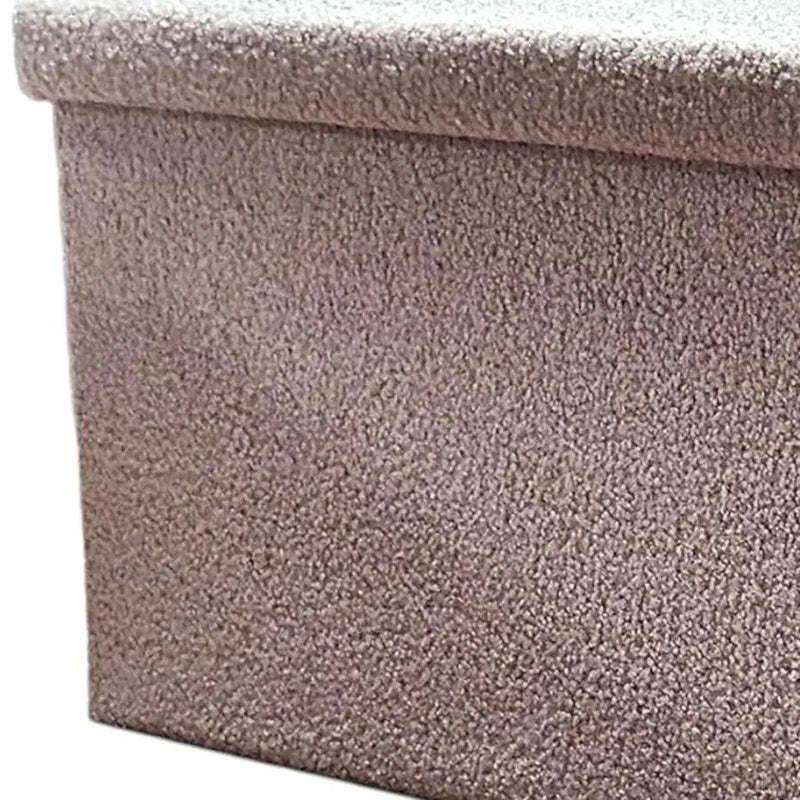 30" Taupe Boucle Storage Ottoman Homeroots Living Room