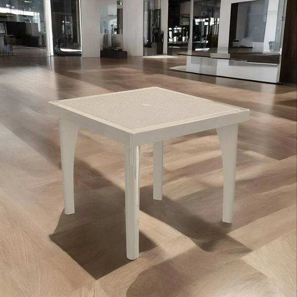 30" Taupe Heavy Duty Plastic Square Outdoor Dining Table with Umbrella Hole Homeroots Outdoor