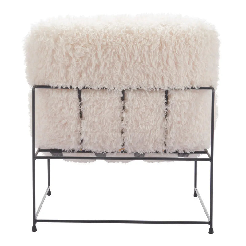 30" White And Black Sherpa And Upholstered Arm Chair Homeroots Living Room
