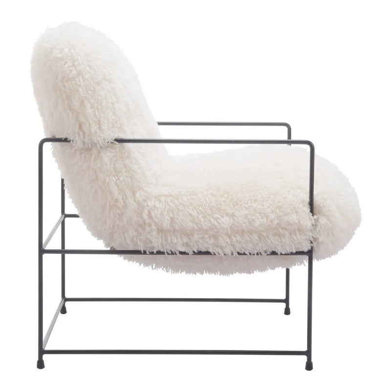 30" White And Black Sherpa And Upholstered Arm Chair Homeroots Living Room