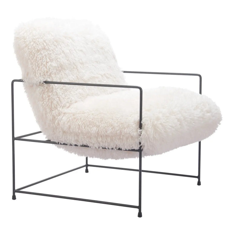 30" White And Black Sherpa And Upholstered Arm Chair Homeroots Living Room