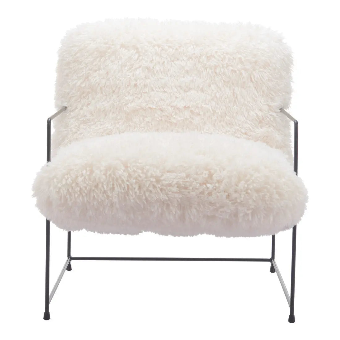 30" White And Black Sherpa And Upholstered Arm Chair Homeroots Living Room
