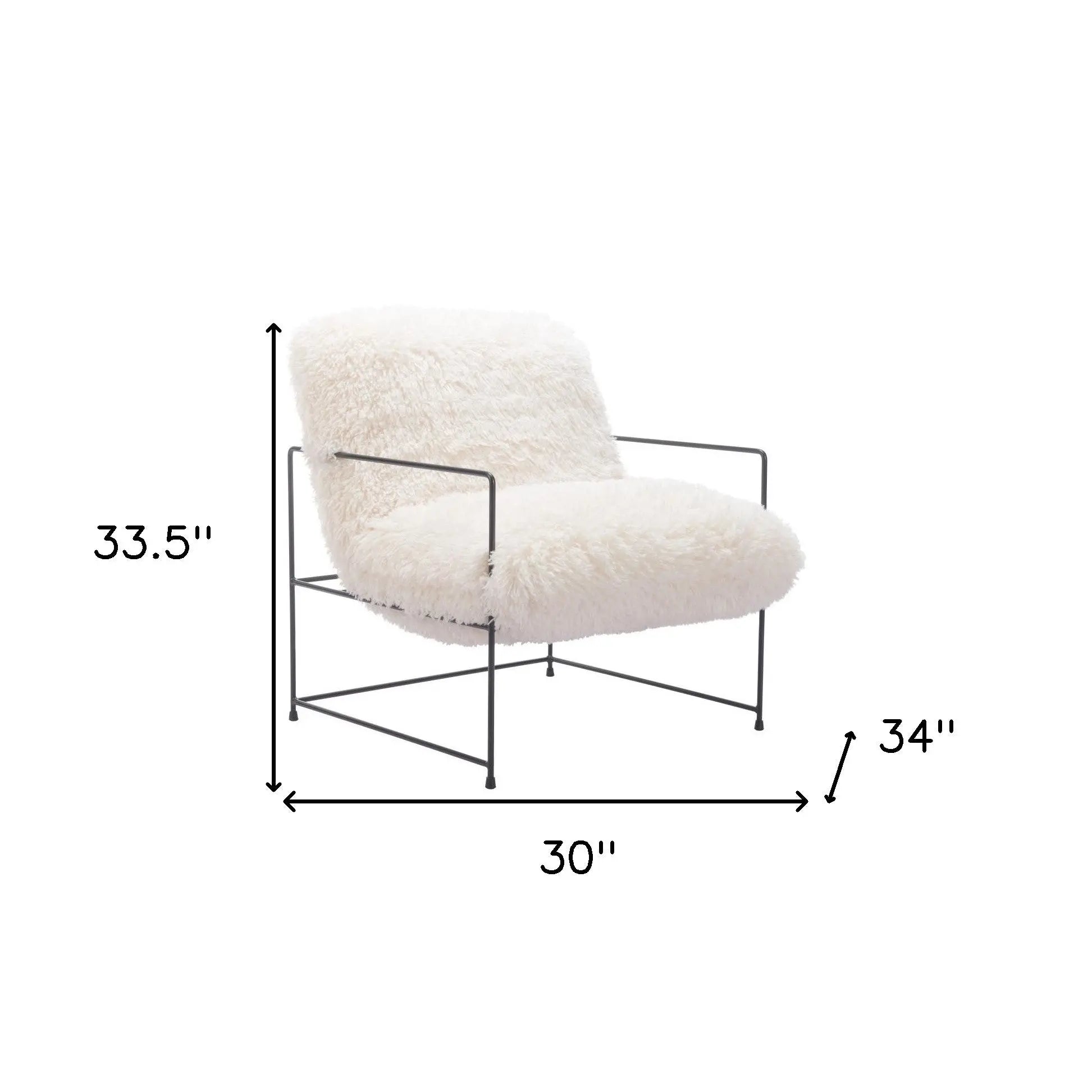 30" White And Black Sherpa And Upholstered Arm Chair Homeroots Living Room