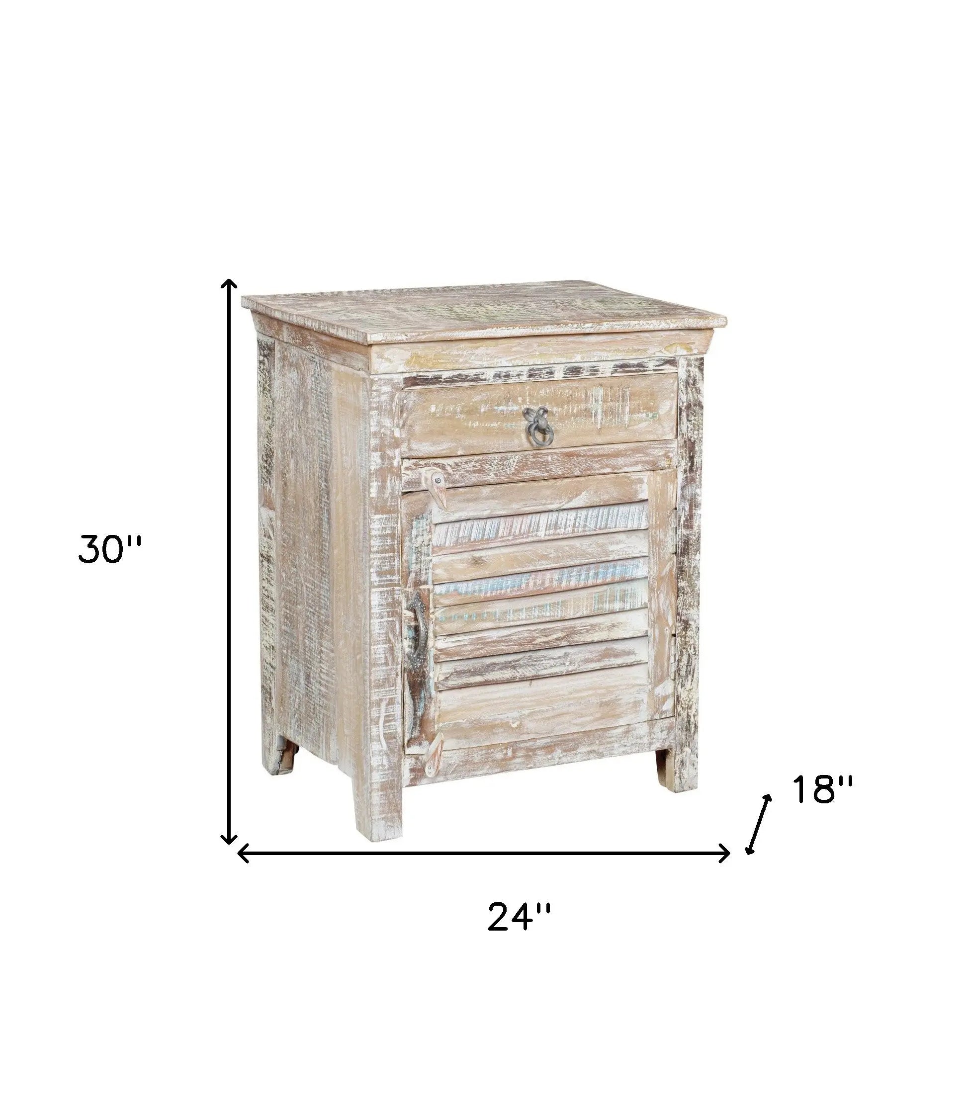30" White Solid Wood Distressed One Drawer Nightstand Homeroots Bed & Bath