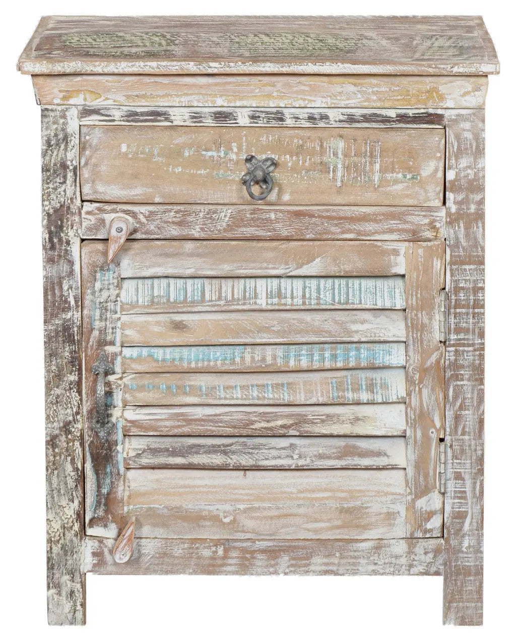 30" White Solid Wood Distressed One Drawer Nightstand Homeroots Bed & Bath