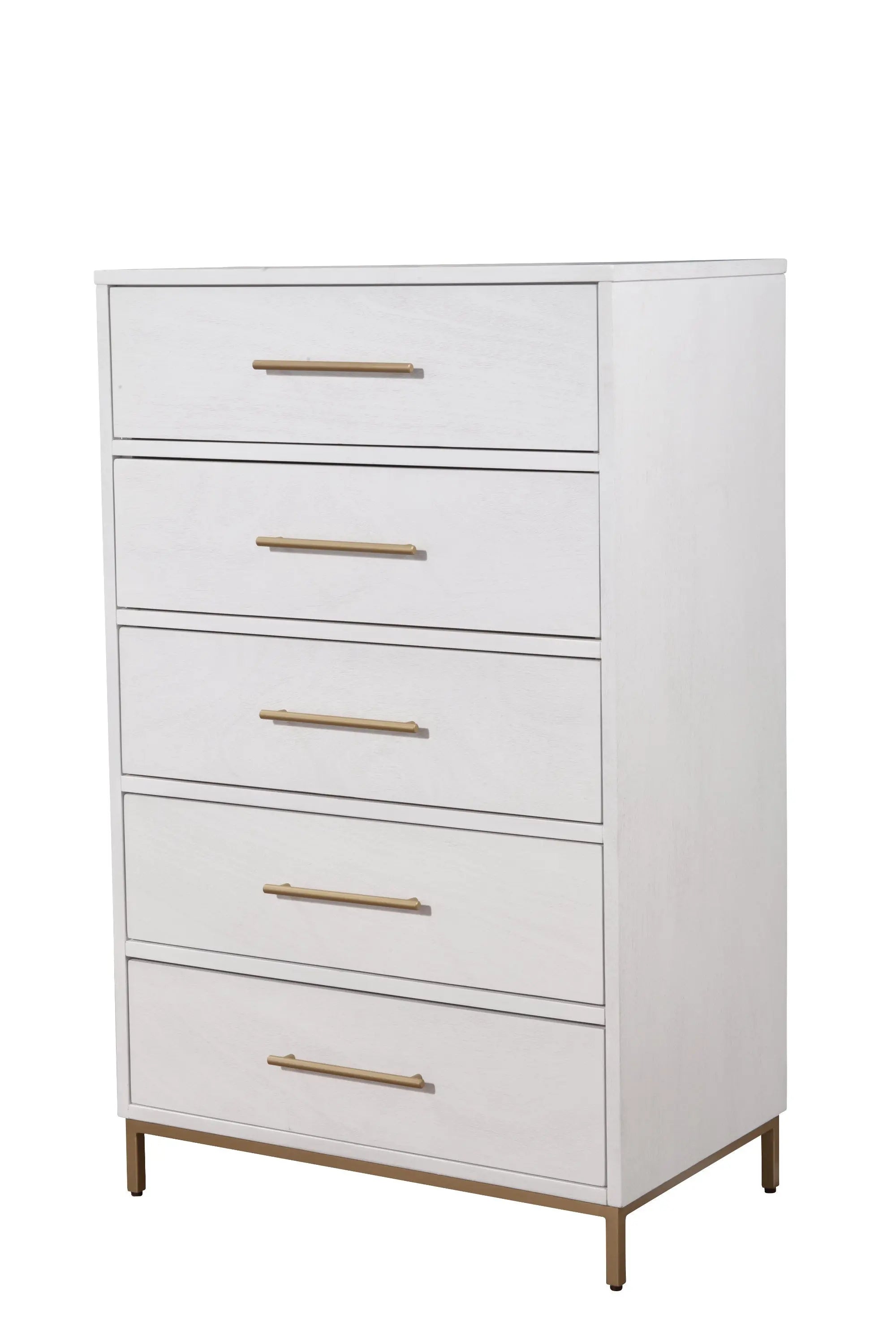 30" White Solid Wood Five Drawer Chest - GreatEagleInc