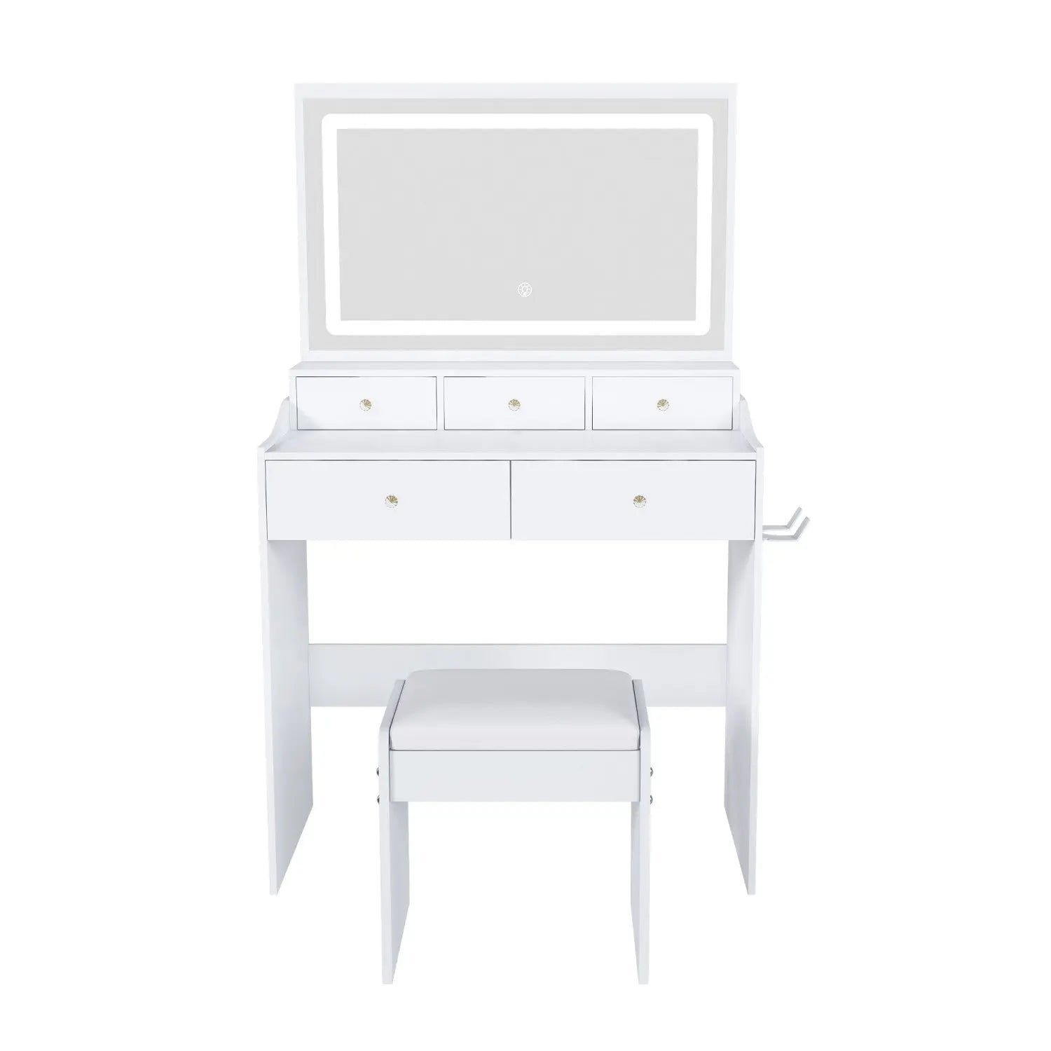 30" White Wood Mirrored Vanity Table Homeroots Living Room