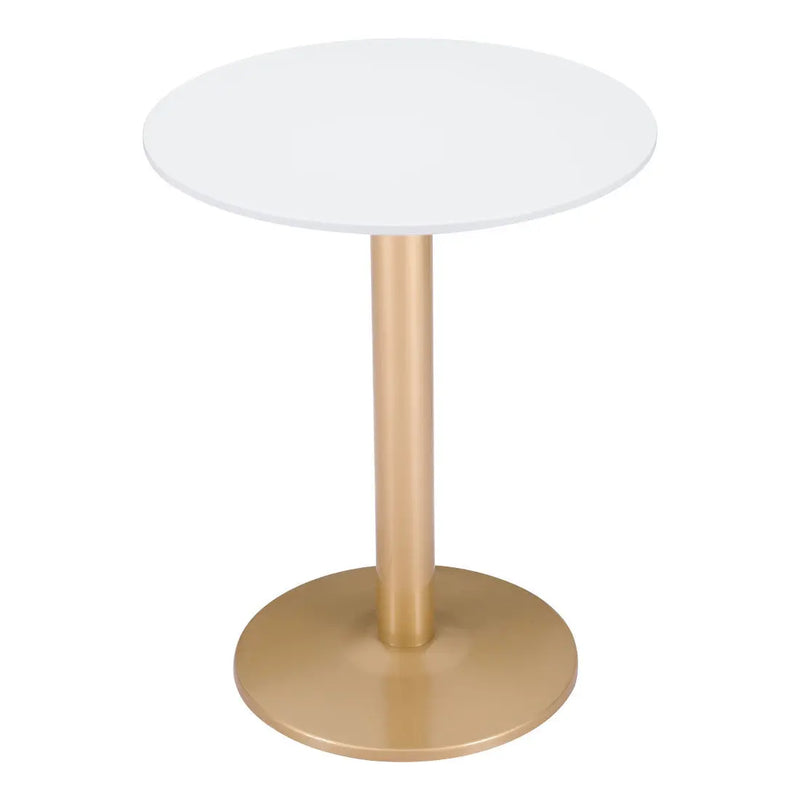 30" White and Gold Wood and Steel Pedestal End Table Homeroots Living Room