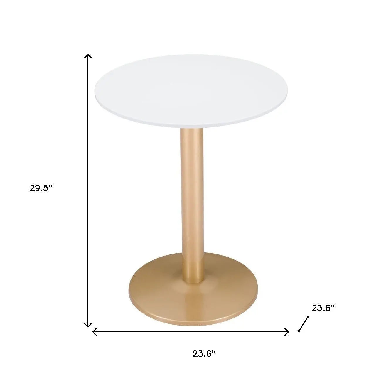 30" White and Gold Wood and Steel Pedestal End Table Homeroots Living Room