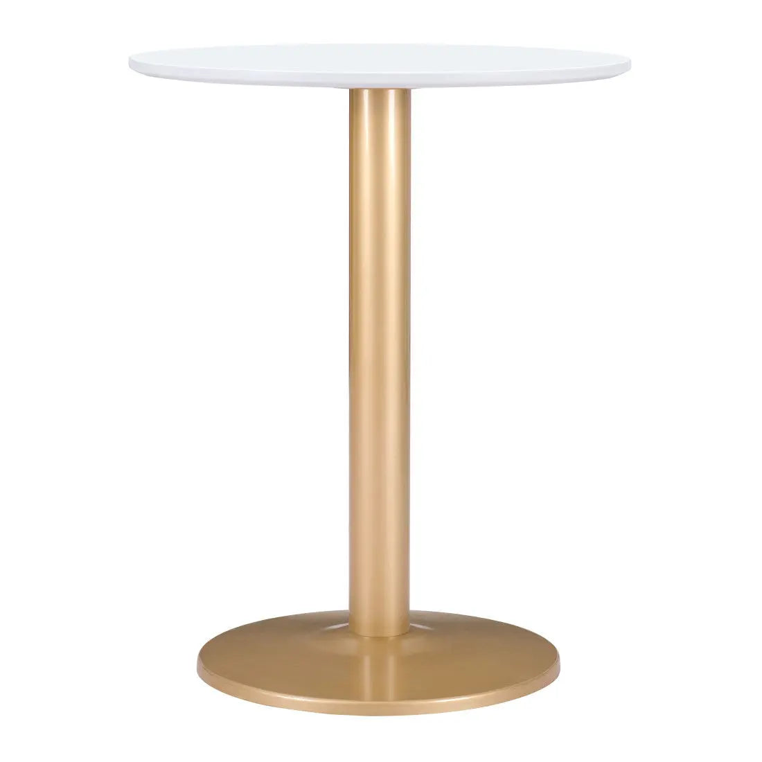 30" White and Gold Wood and Steel Pedestal End Table Homeroots Living Room