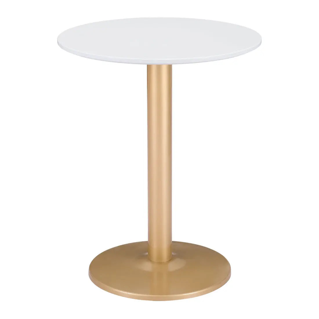 30" White and Gold Wood and Steel Pedestal End Table Homeroots Living Room