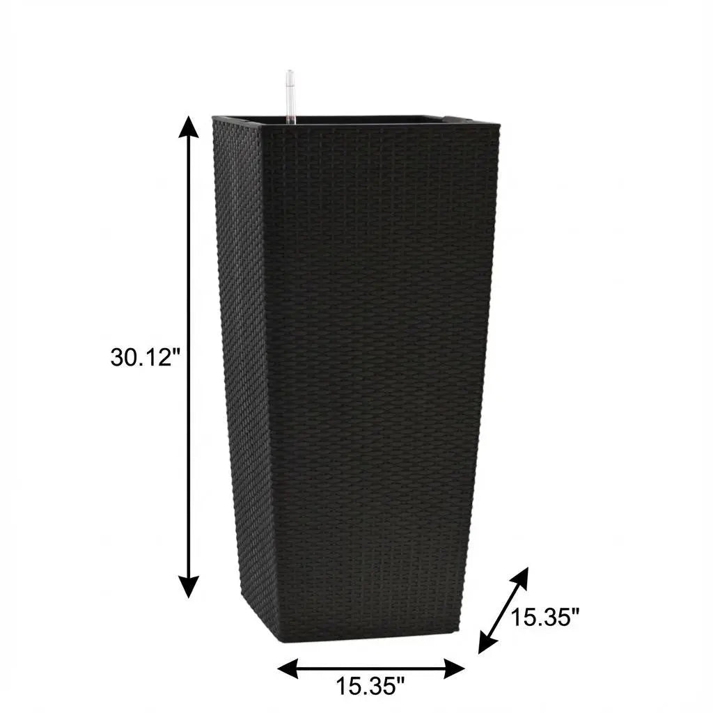 30" X 15" Black Recycled Plastic Rectangular Self Watering Planter Box Homeroots Outdoor