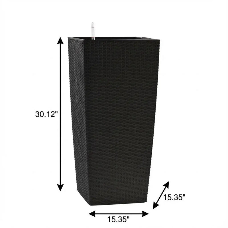 30" X 15" Black Recycled Plastic Rectangular Self Watering Planter Box Homeroots Outdoor