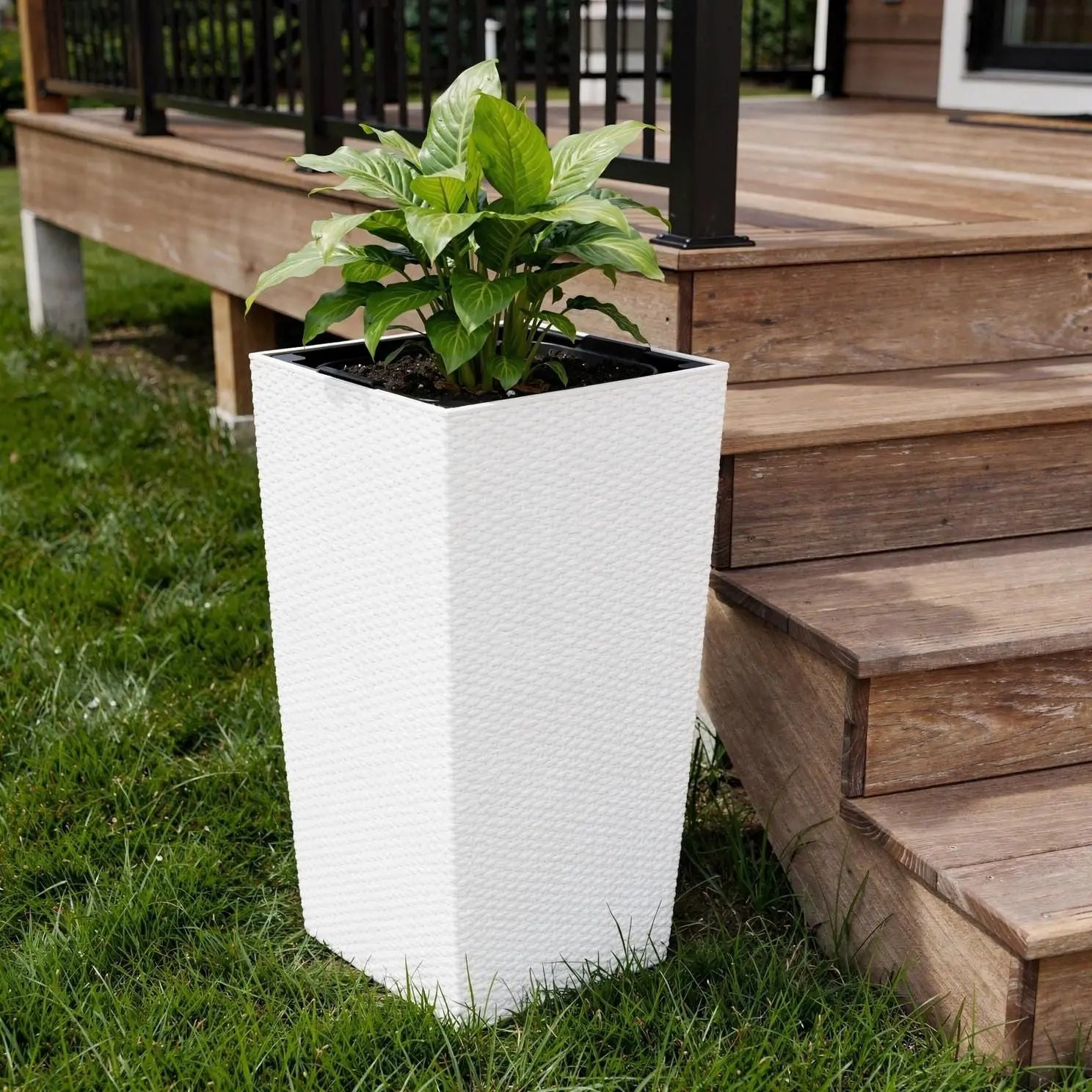 30" X 15" White Recycled Plastic Rectangular Self Watering Planter Box Homeroots Outdoor