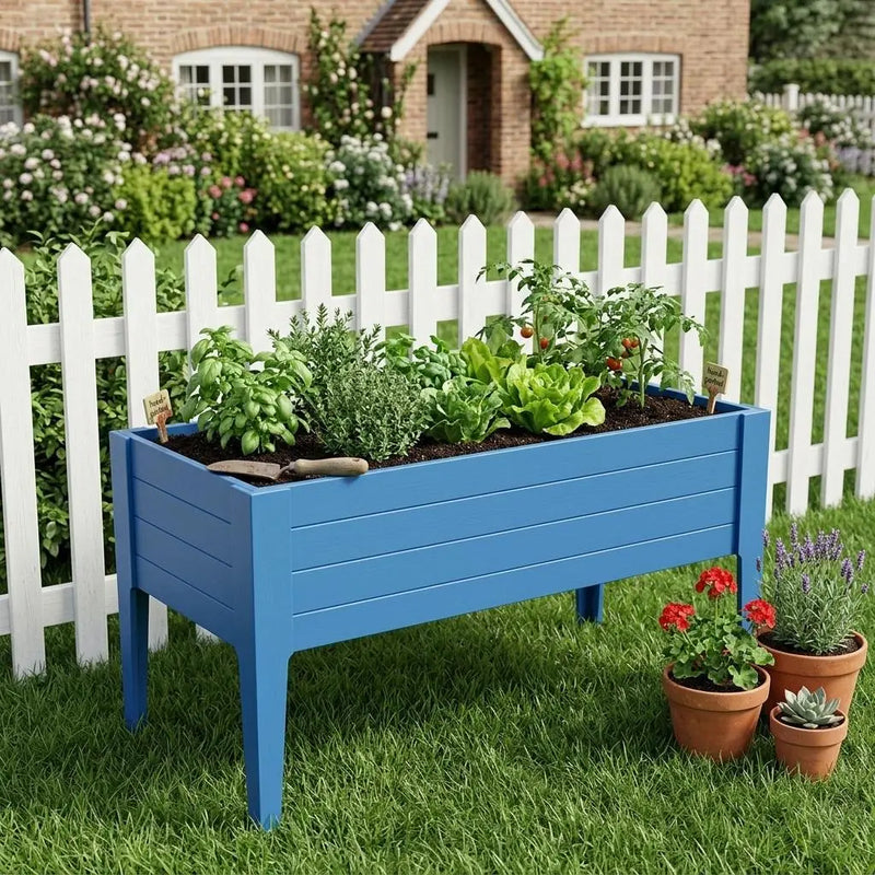 30" X 18" Blue Heavy Duty Plastic Rectangular Raised Garden Bed Homeroots Outdoor