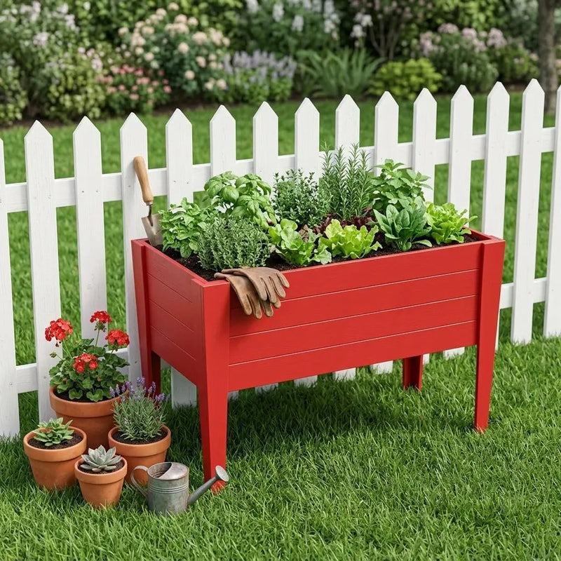 30" X 18" Red Heavy Duty Plastic Rectangular Raised Garden Bed Homeroots Outdoor