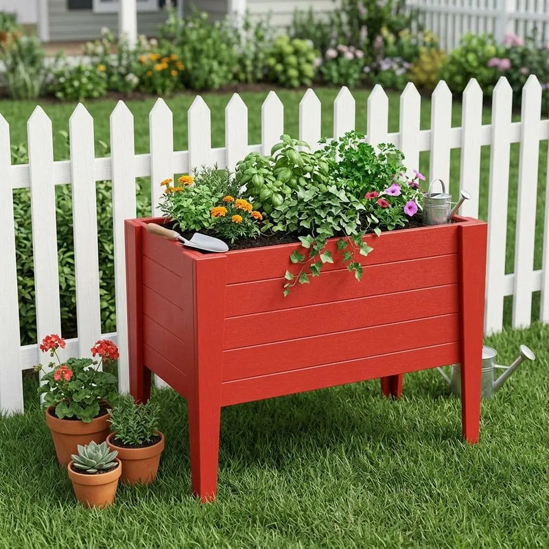 30" X 18" Red Heavy Duty Plastic Rectangular Raised Garden Bed Homeroots Outdoor