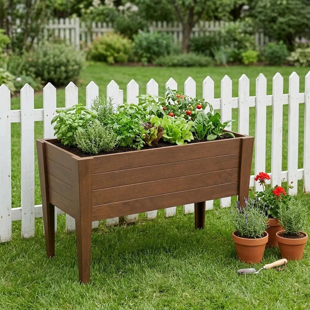 30" X 18" Walnut Heavy Duty Plastic Rectangular Raised Garden Bed Homeroots Outdoor
