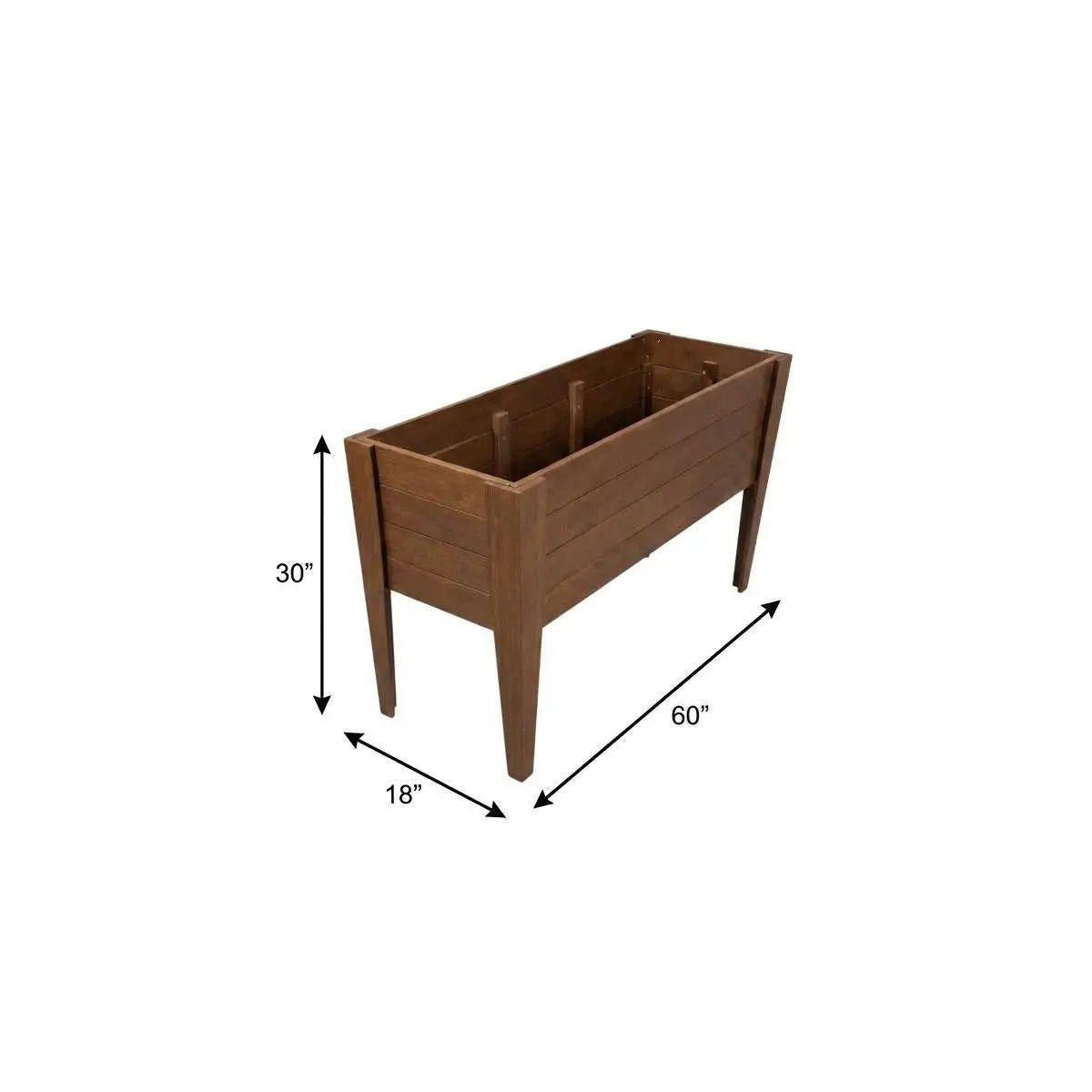30" X 18" Walnut Heavy Duty Plastic Rectangular Raised Garden Bed Homeroots Outdoor