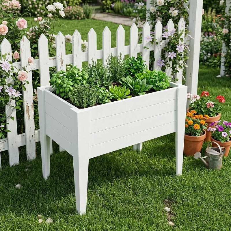 30" X 18" White Heavy Duty Plastic Rectangular Raised Garden Bed Homeroots Outdoor