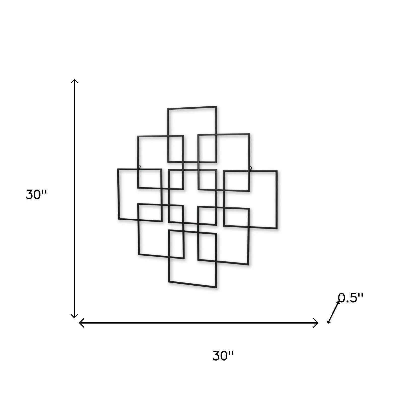 30" X 30" Black Metal Square Abstract Hanging Wall Decor Homeroots Home Decor