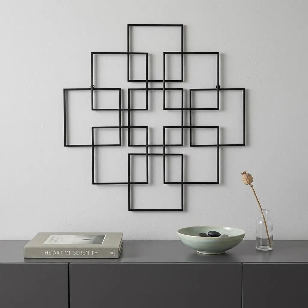 30" X 30" Black Metal Square Abstract Hanging Wall Decor Homeroots Home Decor