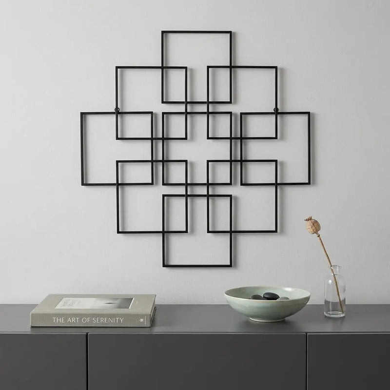 30" X 30" Black Metal Square Abstract Hanging Wall Decor Homeroots Home Decor