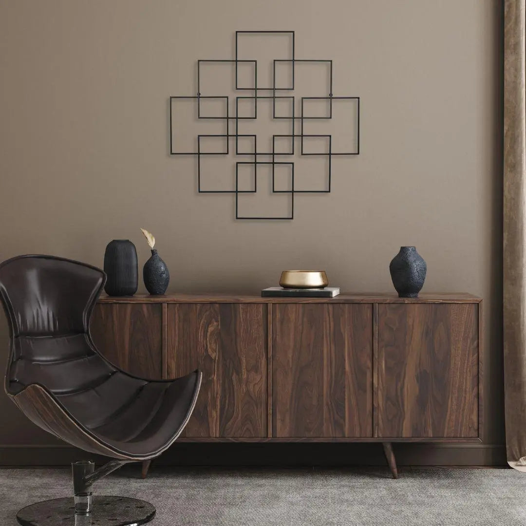 30" X 30" Black Metal Square Abstract Hanging Wall Decor Homeroots Home Decor