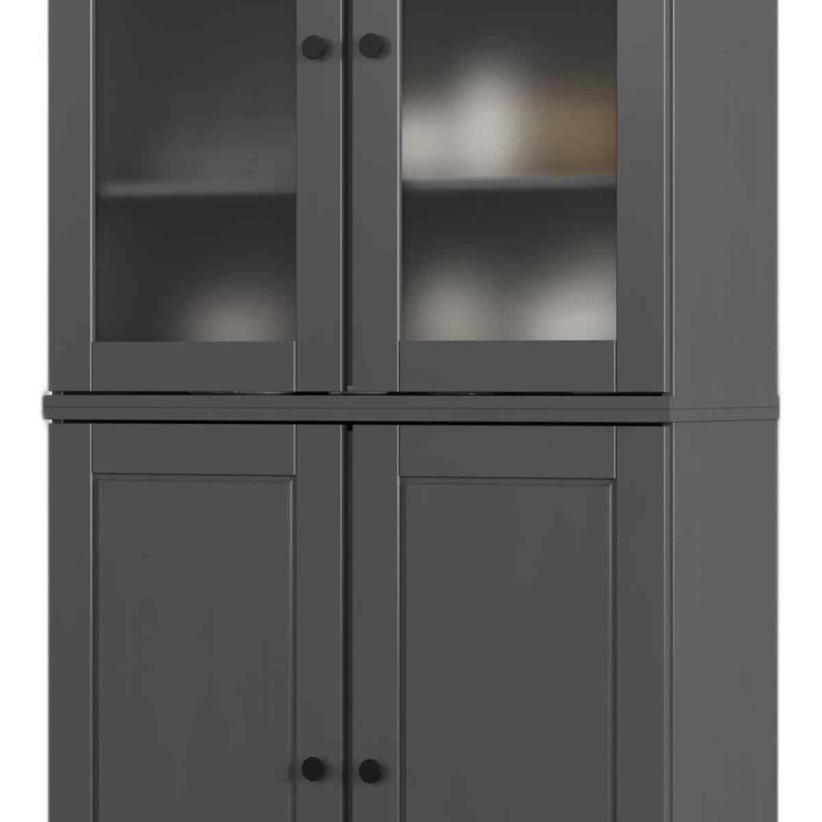 72" Gray Solid Wood Four Door Pantry Or Storage Closet - Kitchen & Dining