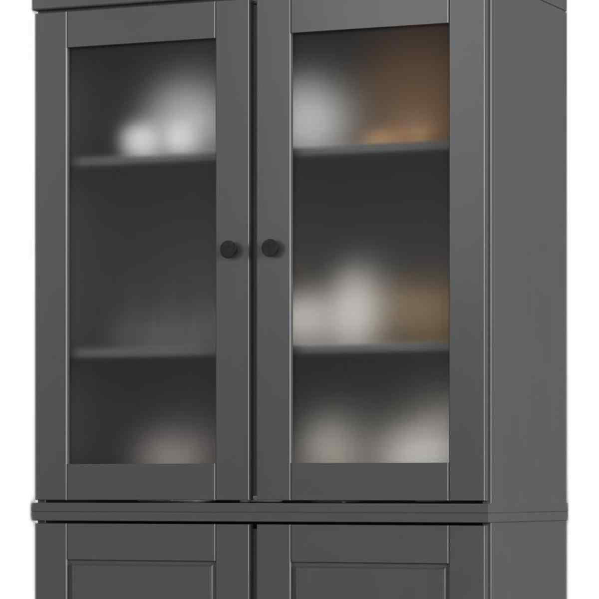 72" Gray Solid Wood Four Door Pantry Or Storage Closet - Kitchen & Dining