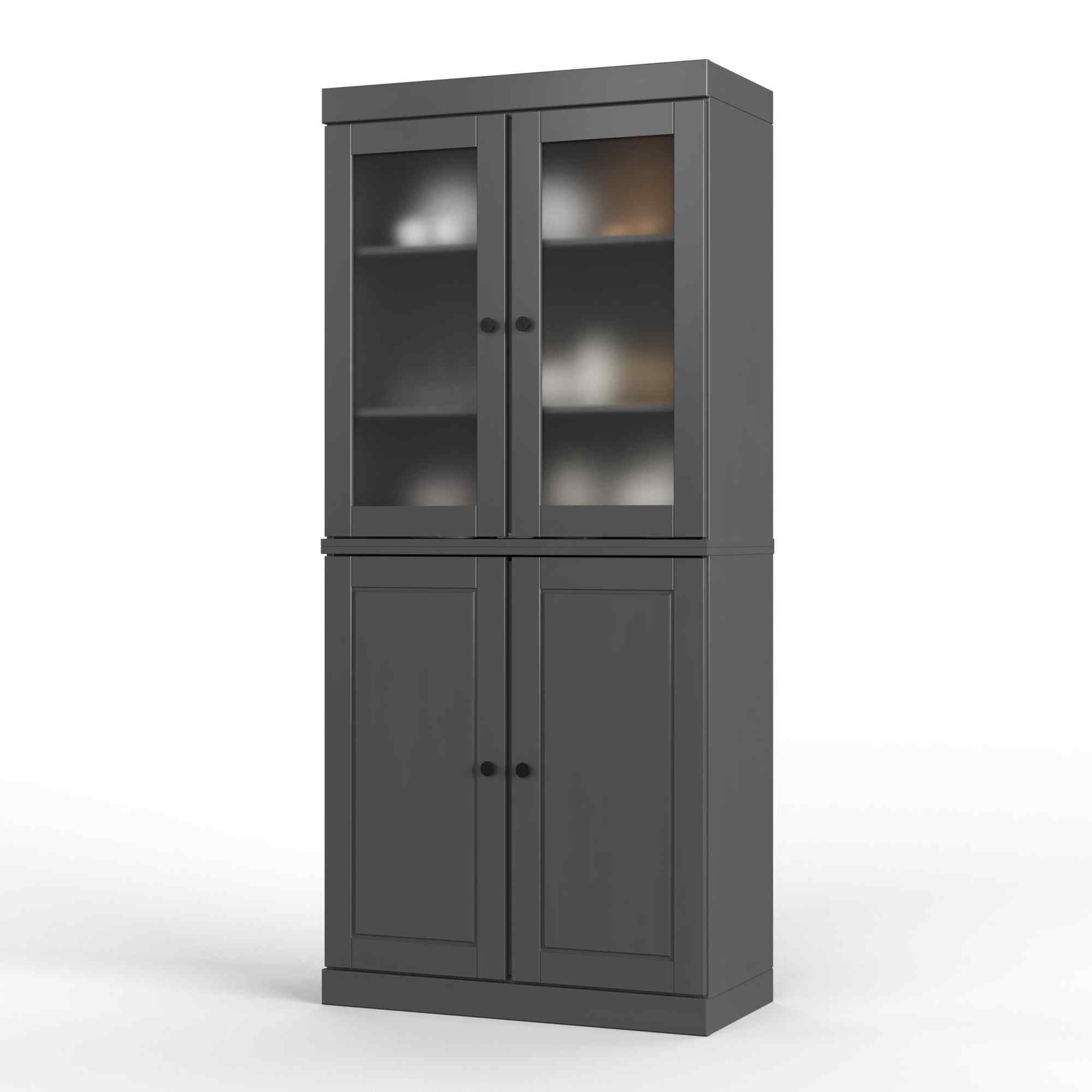 72" Gray Solid Wood Four Door Pantry Or Storage Closet - Kitchen & Dining