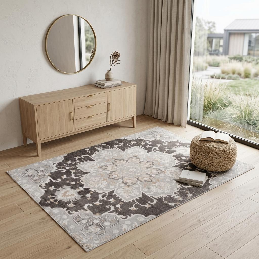 4' X 6' Gray and Brown Southwestern Distressed Area Rug - Home & Garden