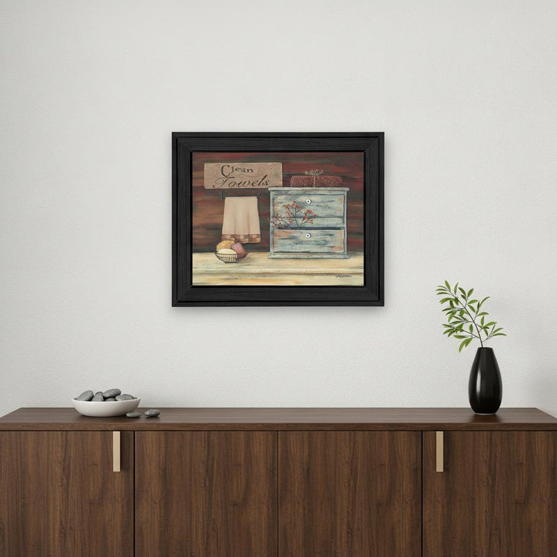 Clean Towels 1 Black Framed Print Bathroom Wall Art - Home Decor