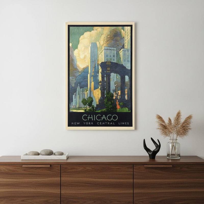Vintage 1929 Chicago Michigan Ave Travel Unframed Print Wall Art - Home Decor